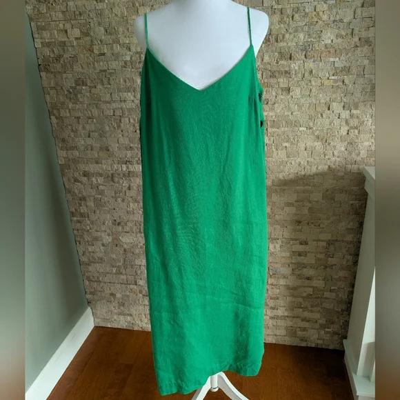 Mara Hoffman Heidi Organic Linen Midi Dress Green Sustainable Eco Designer Med - Picture 2 of 14